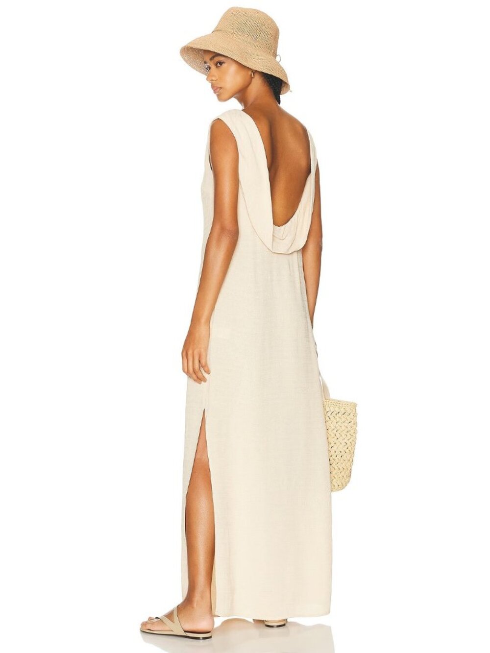 Matteau Cowl Back Dress in Flax Beige Maxi